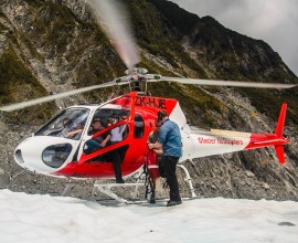 Heli landing on Fox Glacier